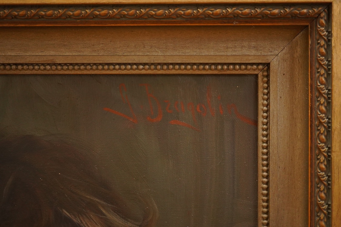 Giovanni Bragolin (1911-1981), A study of a crying young girl, signed upper right, oil on canvas, 69 x 49cm